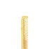 A mixed-tooth bamboo comb in a natural light brown shade with a smooth finish and a slight curve.