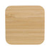 A bamboo wireless charger with a smooth, square surface. It features rounded corners and a subtle natural wood grain.