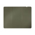 A foldable wireless charging mouse pad in olive green, featuring a minimalist design and a logo.