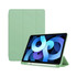 A mint green iPad case with a foldable design, showcasing an iPad displaying abstract blue and purple graphics.