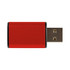 A red USB data blocker with a metal casing and a USB connector.