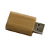 A wooden USB data blocker with a smooth finish in a light brown shade, featuring a metallic USB connector.
