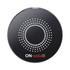 A black fast wireless charger with a circular dot pattern and a logo. A black fast wireless charger with a circular dot pattern and a logo.