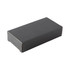 A black rectangular box with a sturdy cardboard design, suitable for packaging a wireless power bank.
