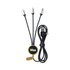 A black Vico LED charge cable with multiple connectors, featuring a circular base and a logo. A black Vico LED charge cable with multiple connectors, featuring a circular base and a logo.