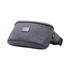 A grey anti-theft sling bag with a secure buckle and a smooth textured finish. It has a logo on the side.