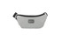 A grey eco waist bag with a zippered closure and a branding logo featured on the front.