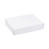 A white rectangular box with a lid, featuring a simple design. It has a clean, minimalist appearance.