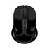 A black wireless mouse with a sleek design and an ergonomic shape. It features a central button and has a logo.