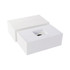 A white gift box with a foam insert, designed for packaging a smart watch. It has a logo on the surface.