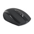 A black wireless mouse featuring a scroll wheel and side buttons, with a textured grip on the underside.