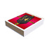 A gift box with a red and gold design featuring a black tag that says "Thank You." The box has a lid and a plain base.