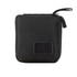 A compact black eco accessory pouch with a zip closure and a small logo patch on the front.