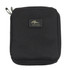 A black eco accessory pouch with a zip closure and a logo on the front.