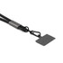 A black eco-friendly phone strap with a clip and textured tag, designed for charging and data connectivity. A black eco-friendly phone strap with a clip and textured tag, designed for charging and data connectivity.