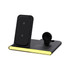 A black Haines 15W 3in1 magnetic wireless charger and USB adaptor with a sleek design and an integrated logo. A black Haines 15W 3in1 magnetic wireless charger and USB adaptor with a sleek design and an integrated logo.