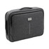 A grey hybrid computer bag with a sleek design, featuring a handle and zippered compartments, and includes a logo. A grey hybrid computer bag with a sleek design, featuring a handle and zippered compartments, and includes a logo.