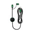 A green and black data cable with multiple connectors and a round charging attachment. It features a logo.