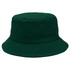 A green bucket hat featuring a simple design and a small logo on the side.