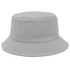 A light grey bucket hat with a wide brim and a small logo on the side.