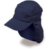 A navy blue Poly Viscose Legionnaire hat with a wide brim and neck flap, featuring a logo.