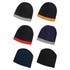 A collection of skull beanies in various colours, including black, navy, grey, and orange accents, arranged in a grid.