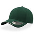 A green cap with a curved visor, featuring a logo on the side.