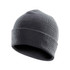 A dark grey knit beanie with a turned-up cuff and subtle branding.