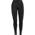 A pair of women's black yoga pants with a fitted design and mesh detailing on the sides.