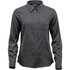A women's button-up shirt in charcoal grey featuring long sleeves and a chest pocket, with a branded label.