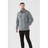 A grey unisex fleece shacket featuring a collared neck and button-down front, with two chest pockets.