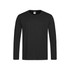 A black long sleeve T-shirt with a round neckline and a small logo on the tag.