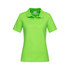 A bright green women's heavyweight polo shirt featuring a classic collar and short sleeves, with a logo on the label.