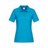 A women's heavyweight polo shirt in a vibrant turquoise colour, featuring a collar and short sleeves, with a logo.