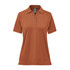 A women's polo shirt in a warm brown colour, featuring a collar and short sleeves. The shirt has a logo.
