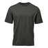 A dark green men's t-shirt featuring short sleeves and a crew neckline. It has a logo on it.