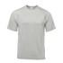 A grey, short-sleeved men's T-shirt with a subtle sheen and a logo on the upper area.