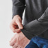 A grey men's pullover with a quarter zip and long sleeves, showcasing a close-up of the cuff.