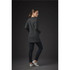 A women's Chelsea open cardigan in dark grey, featuring a textured design, paired with slim jeans and casual footwear.