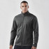 A man wearing a grey lightweight softshell jacket, featuring a zip front and a casual fit. The jacket has a logo.