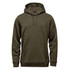 Men's Monashee fleece pullover hoody in olive green, featuring a front pocket and a drawstring hood.