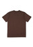 A brown short sleeve men's t-shirt with a plain back. It has a simple design and includes a logo.