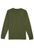 An olive green long sleeve tee with a crew neckline and a logo on the back.