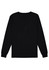 A black long sleeve t-shirt with a plain back, featuring a logo on one side.