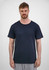 A navy short sleeve tee for men, featuring a round neckline and a simple, clean design. The shirt has a logo.