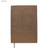 Light brown A5 notebook with a textured cover and a smooth lower section. Includes a logo.