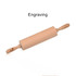 A wooden rolling pin with a light natural finish and engraved handles, showcasing its smooth design.