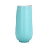 A drink bottle in a turquoise colour with a silver lid, featuring a sleek, modern design. It has a logo.