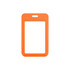 An orange ABS double-sided ID card holder featuring a rectangular shape with a top slot for attachment.