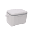 A white 6L cooler box with a grey band and a side handle for easy transport. It has a simple, rectangular design.